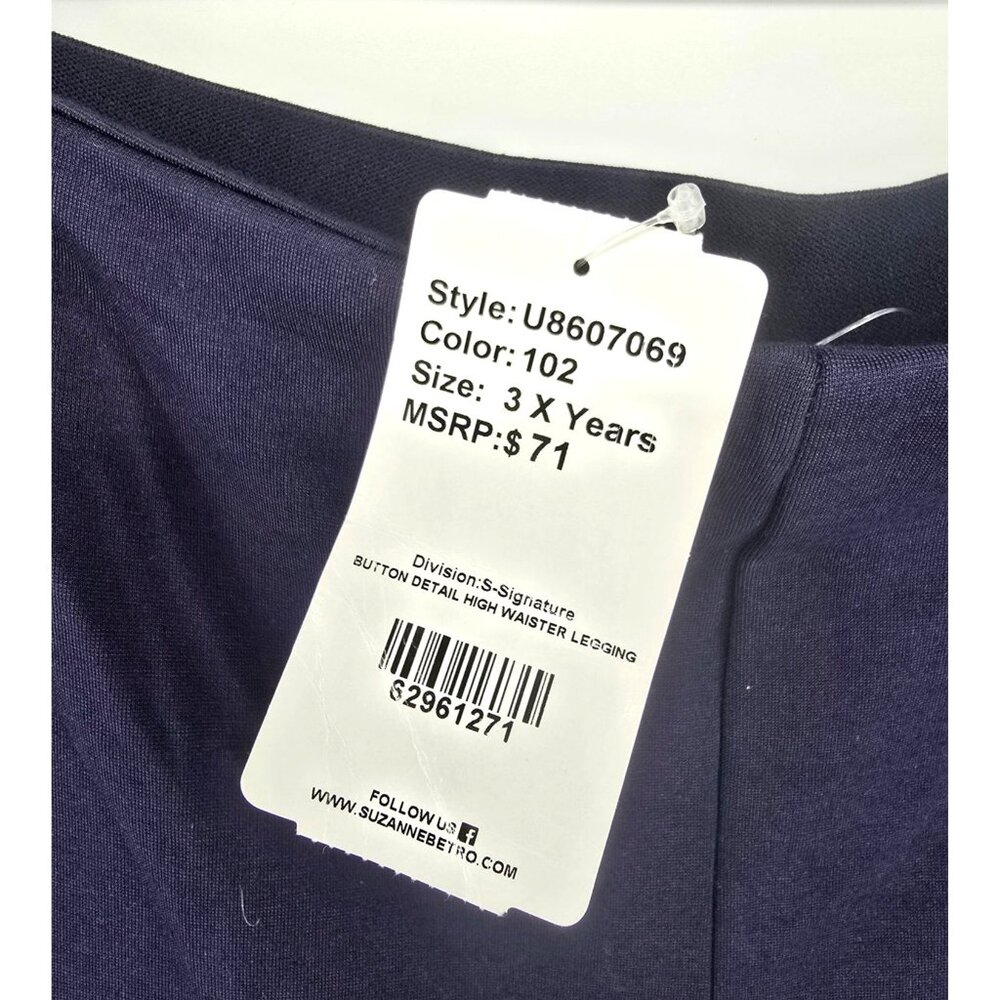 NWT Suzanne Betro Navy Button-Accent High-Waist Wide-Leg Pants 3X - Picture 6 of 9